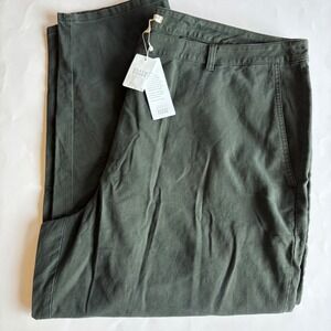 Eileen Fisher Organic Cotton Hemp Ankle Pant Seaweed Green Plus Size 26 NWT $178